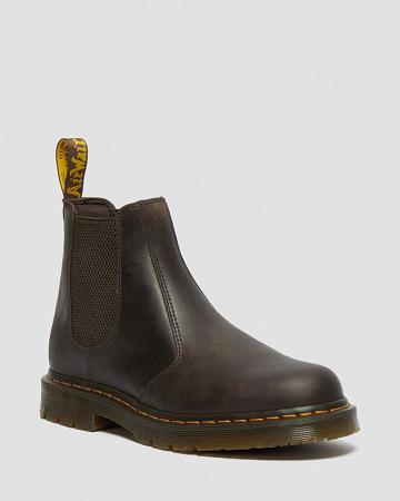 Dr Martens 2976 Slip Resistant Læder Chelsea Støvler Dame Mørkebrune | DK 114EBC